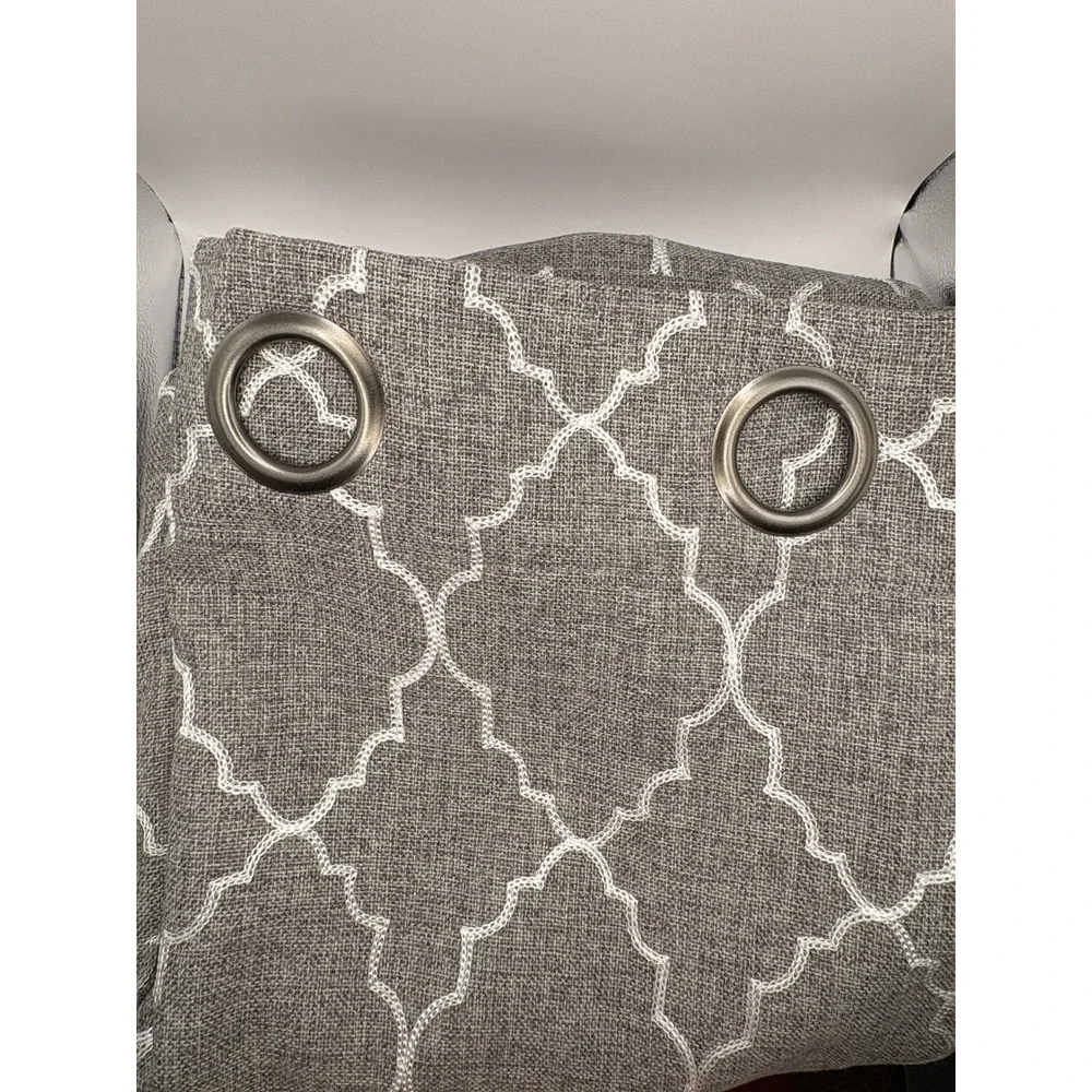 Sonoma Goods For Life Grey Quatrefoil Trellis Grommet Curtain Panels Set